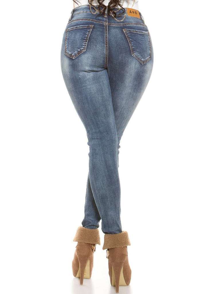 Sexy Curvy Girls Womens Plus size distressed ripped worn look Skinny jeans -  Urban Direct Women's clothing