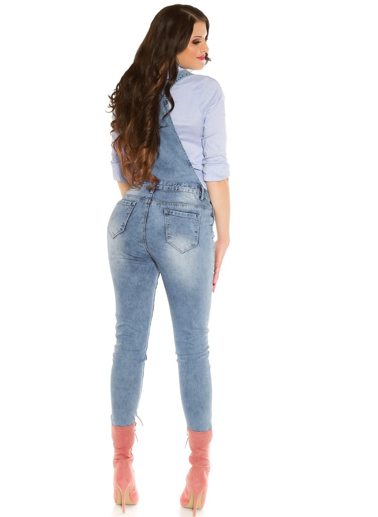 Sexy Curvy Girl Plus size Women's Blue denim faded Dungarees -  Urban Direct Women's clothing