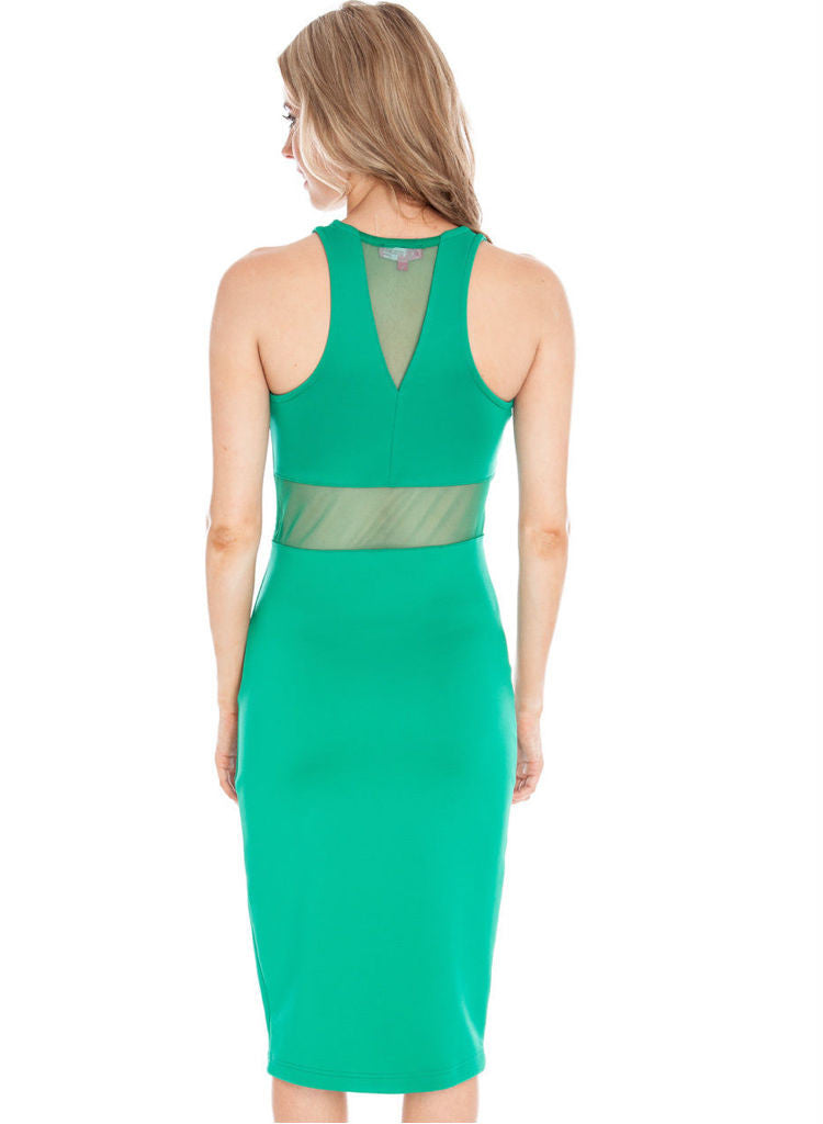 Sexy Green Mesh insert casual sports maxi dress -  Urban Direct Women's clothing