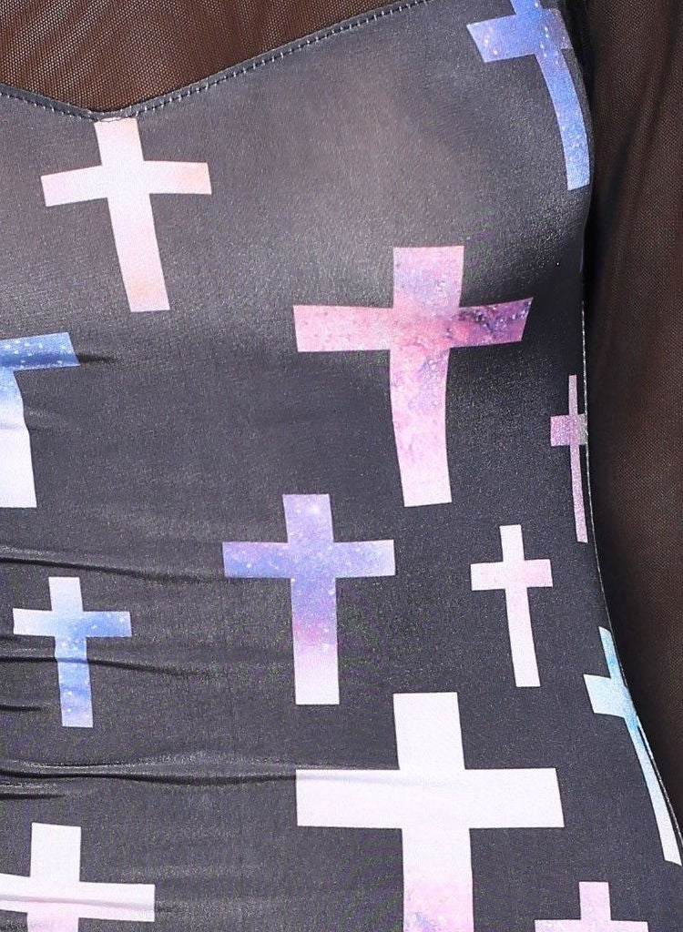 Goth Punk with Cross motif,  sexy club-wear Party stretch mini dress -  Urban Direct Women's clothing