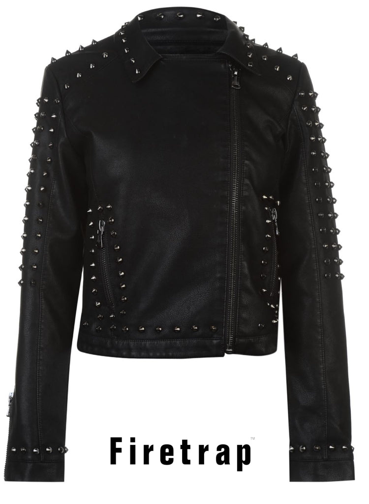 Women's Girls BlackSeal Studded Goth Punk Biker Jacket