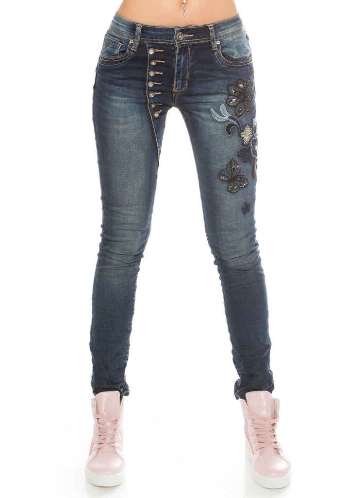 Sexy Curvy Women's Plus Size faded embroidered jeans sizes UK 10-20